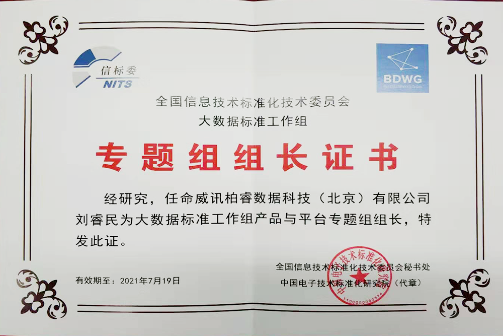 大数据标准工作组专题组组长